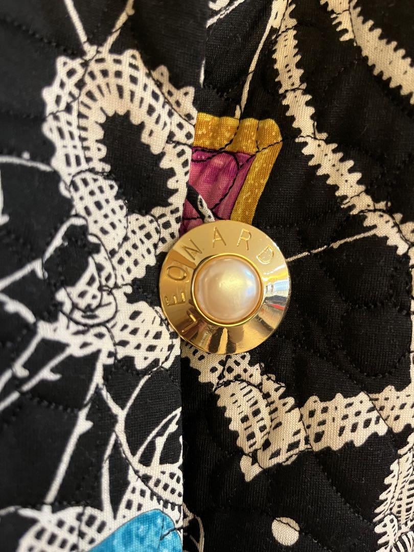 LEONARD レオナール ジャケット 黒 刺繍 金ボタン 美品