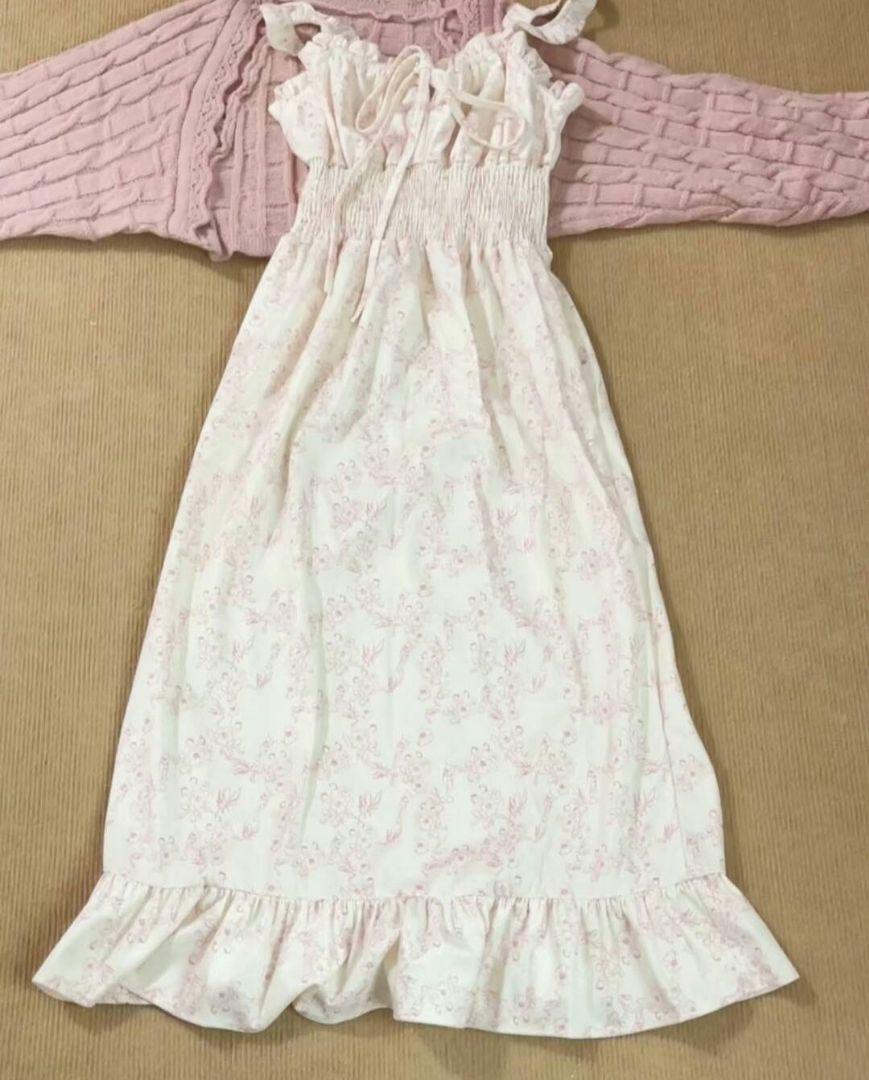 ★MA＊RS★PINK★ピンク薔薇柄★フリルキャミソールワンピース★お姫様★新品 PINK HOUSE（ロングワンピース/マキシワンピース）のフリマ