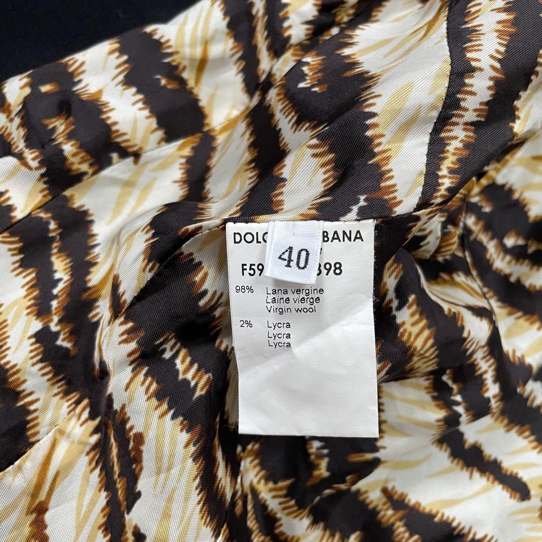 DOLCE & GABBANA ウールジャケット 黒 40 大きめM 虎柄裏地
