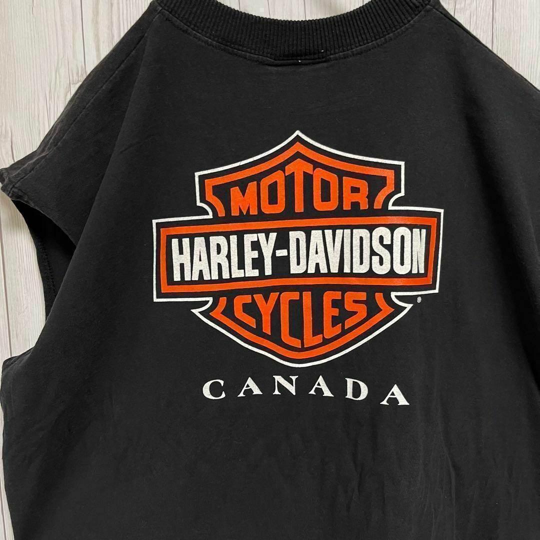 ハーレーダビッドソン 袖なしTシャツ タンクトップ　ブラック 黒　XL　デカプリ