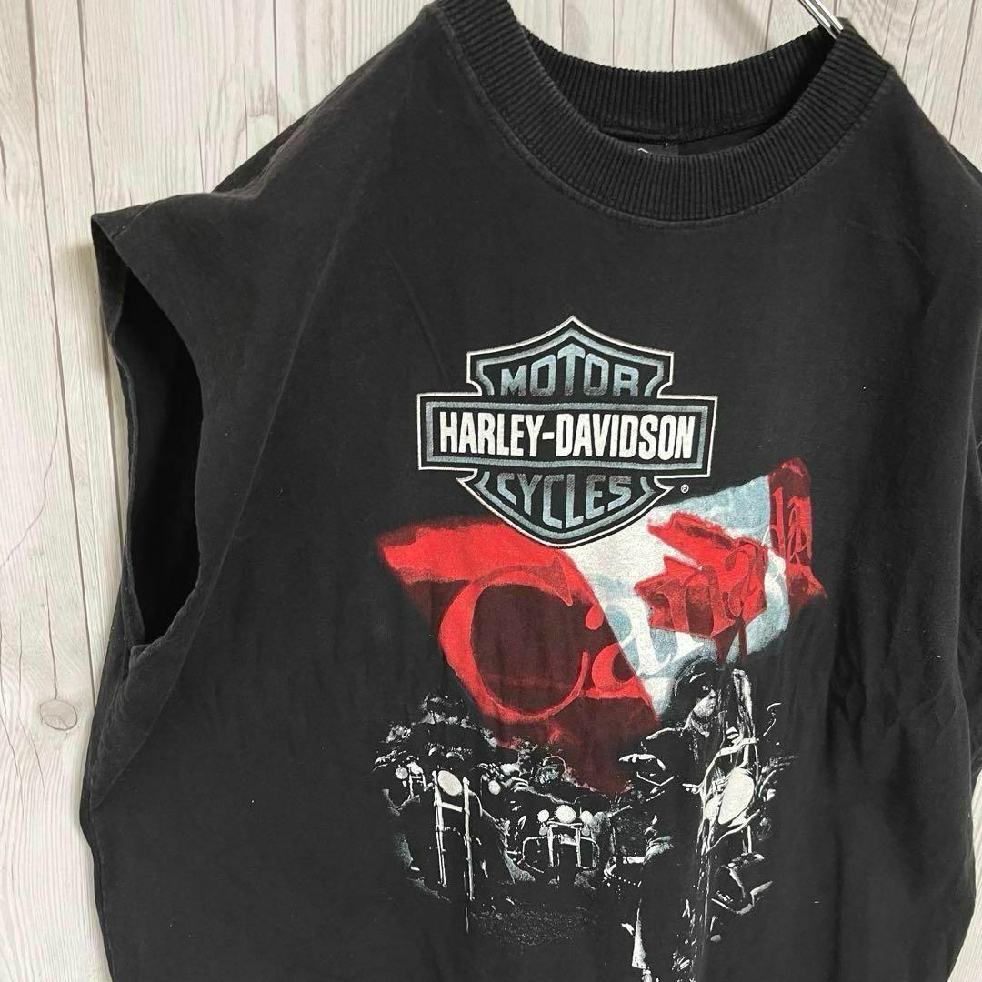 ハーレーダビッドソン 袖なしTシャツ タンクトップ　ブラック 黒　XL　デカプリ