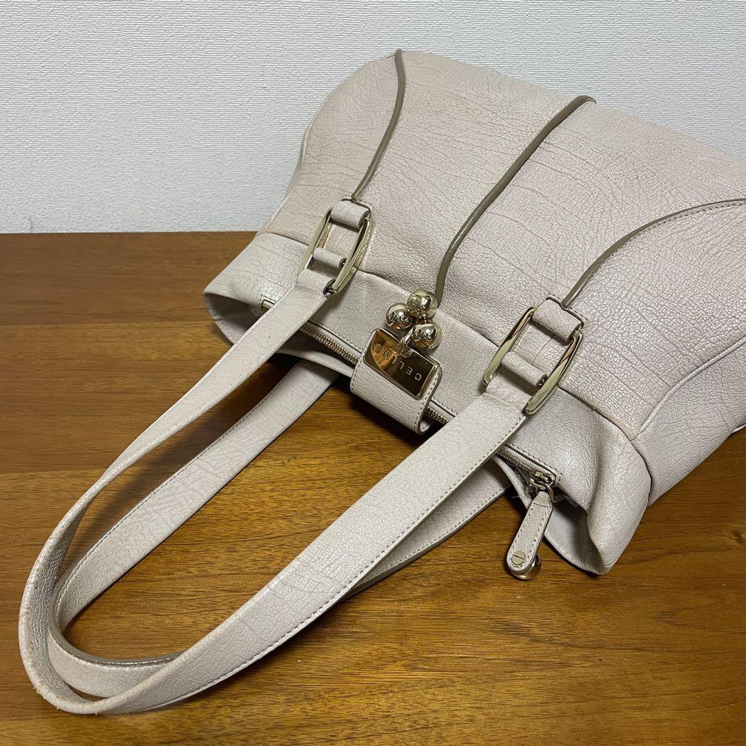 CELINE ホワイトベージュ 上品　レザー ハンドバッグ CELINE ベージュ レザー ハンドバッグ ボックス型通販