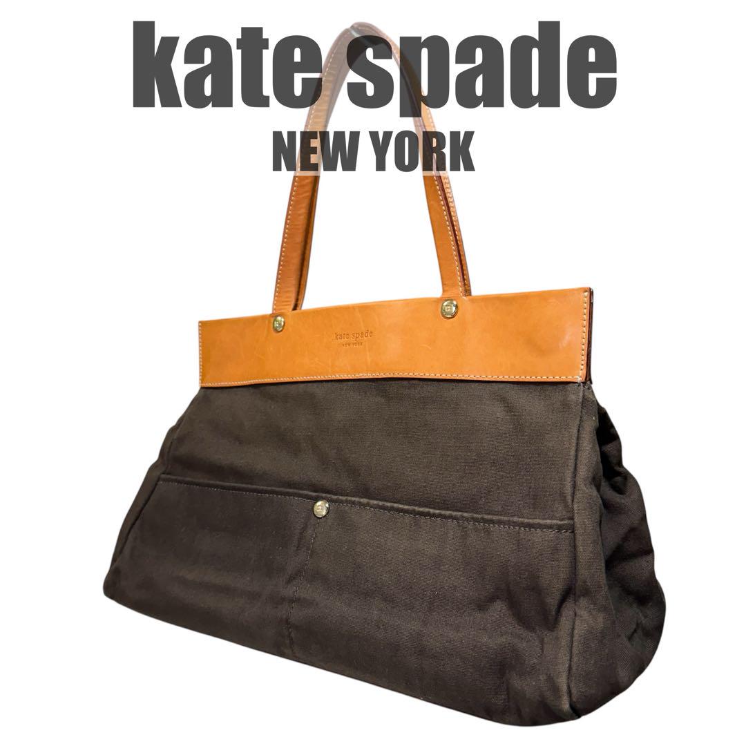 良品 kate spade ケイトスペード ハンドバッグ レザー キャンバス