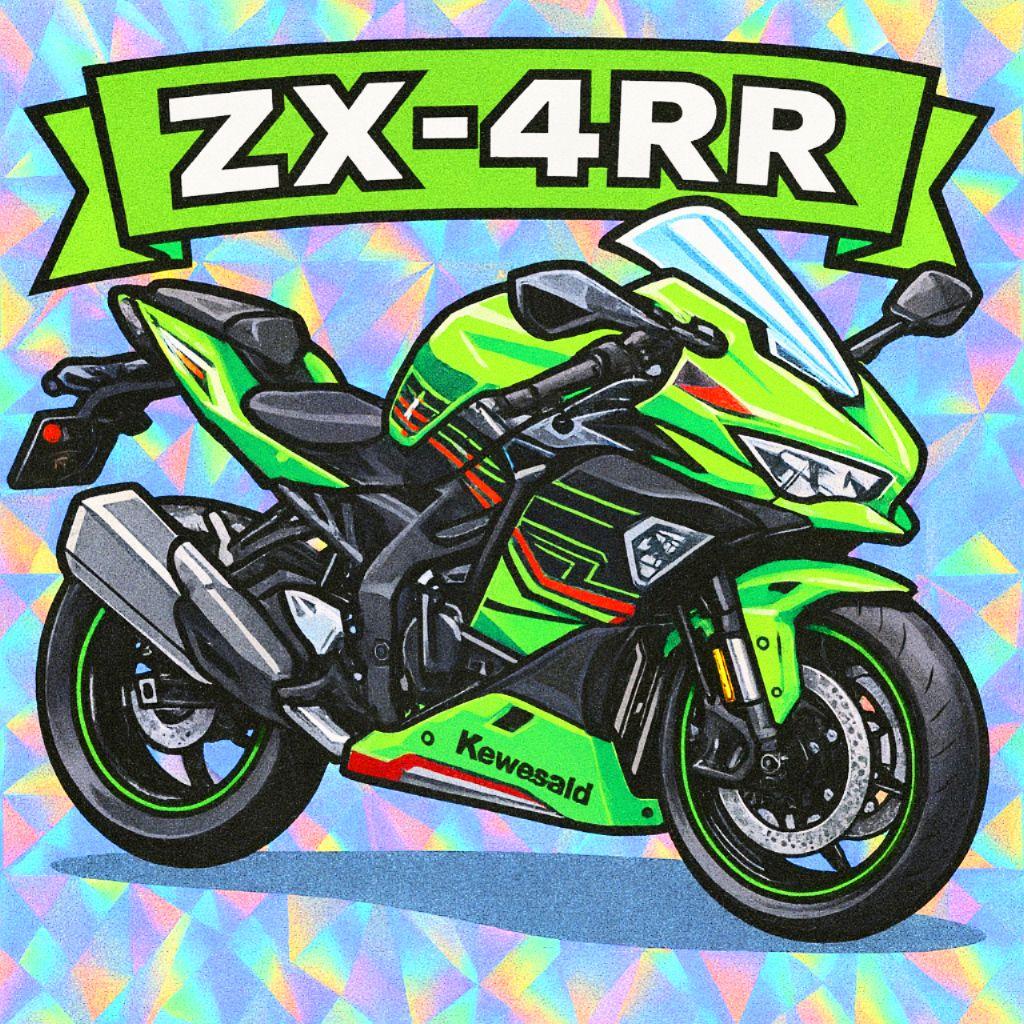 ZX-4RR Ninja レトロ風イラストステッカー - メルカリ