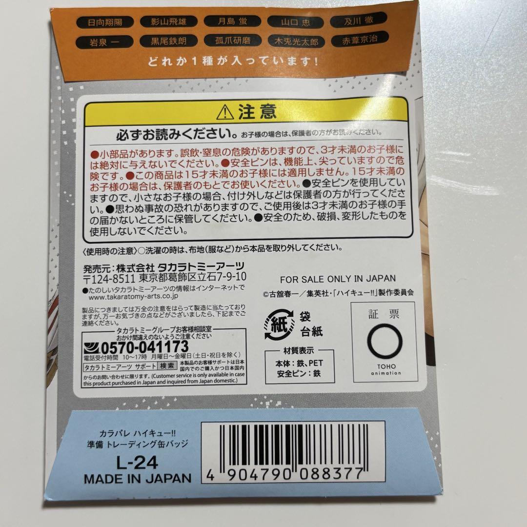 ハイキュー カラパレ 準備 トレーディング 缶バッジ 及川徹 青葉
