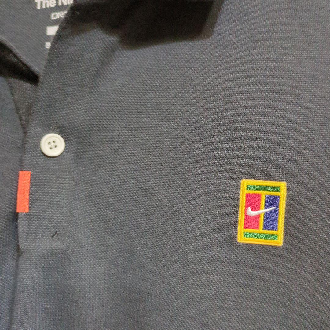 美品】Nike テニスロゴ刺繍DRI-FIT ブラックポロシャツXLサイズ