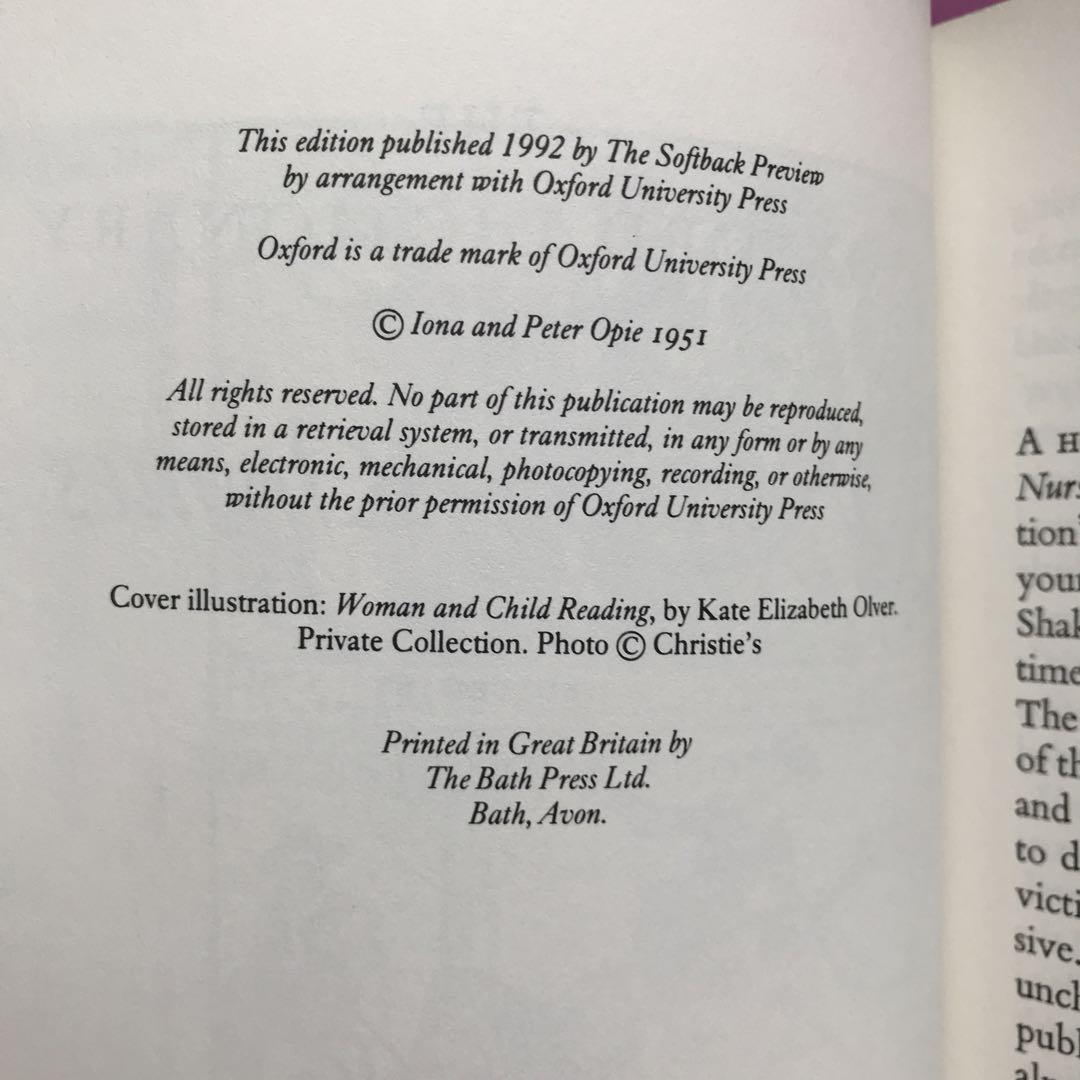 The Oxford Dictionary of Nursery Rhymes￼