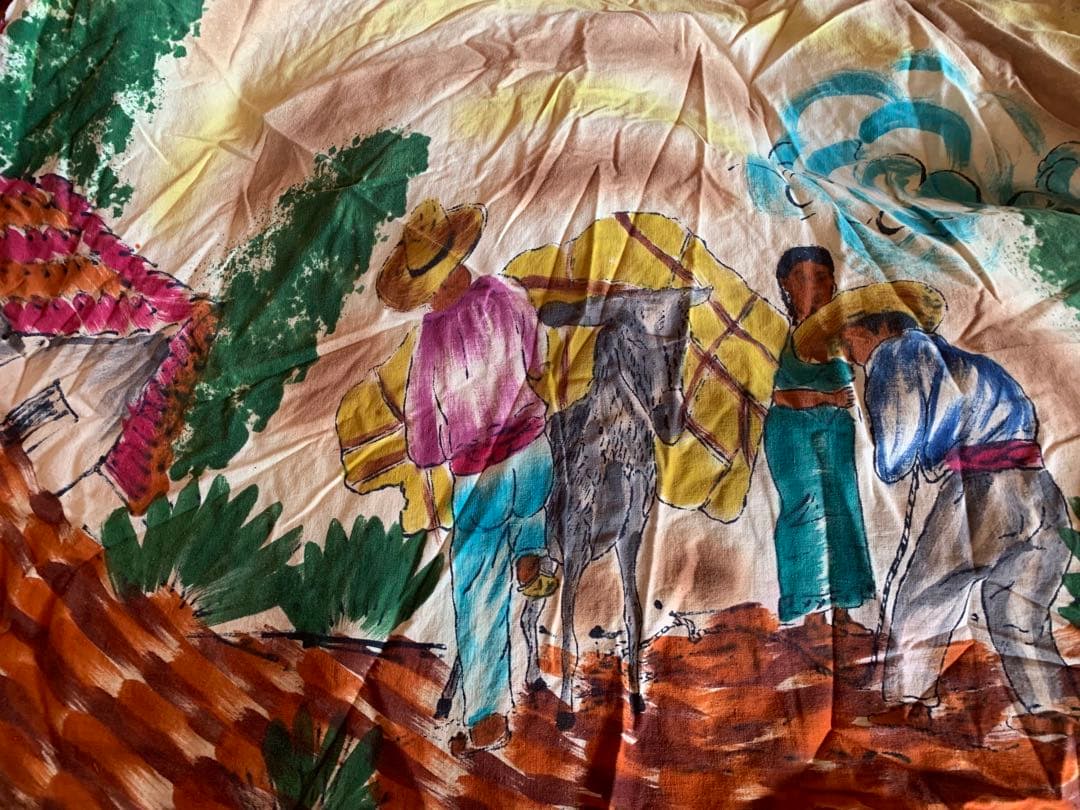 極希少 50s 推定】ヴィンテージ アート総柄 ラップスカート 極希少 50s 推定】ヴィンテージ アート総柄 ラップスカート