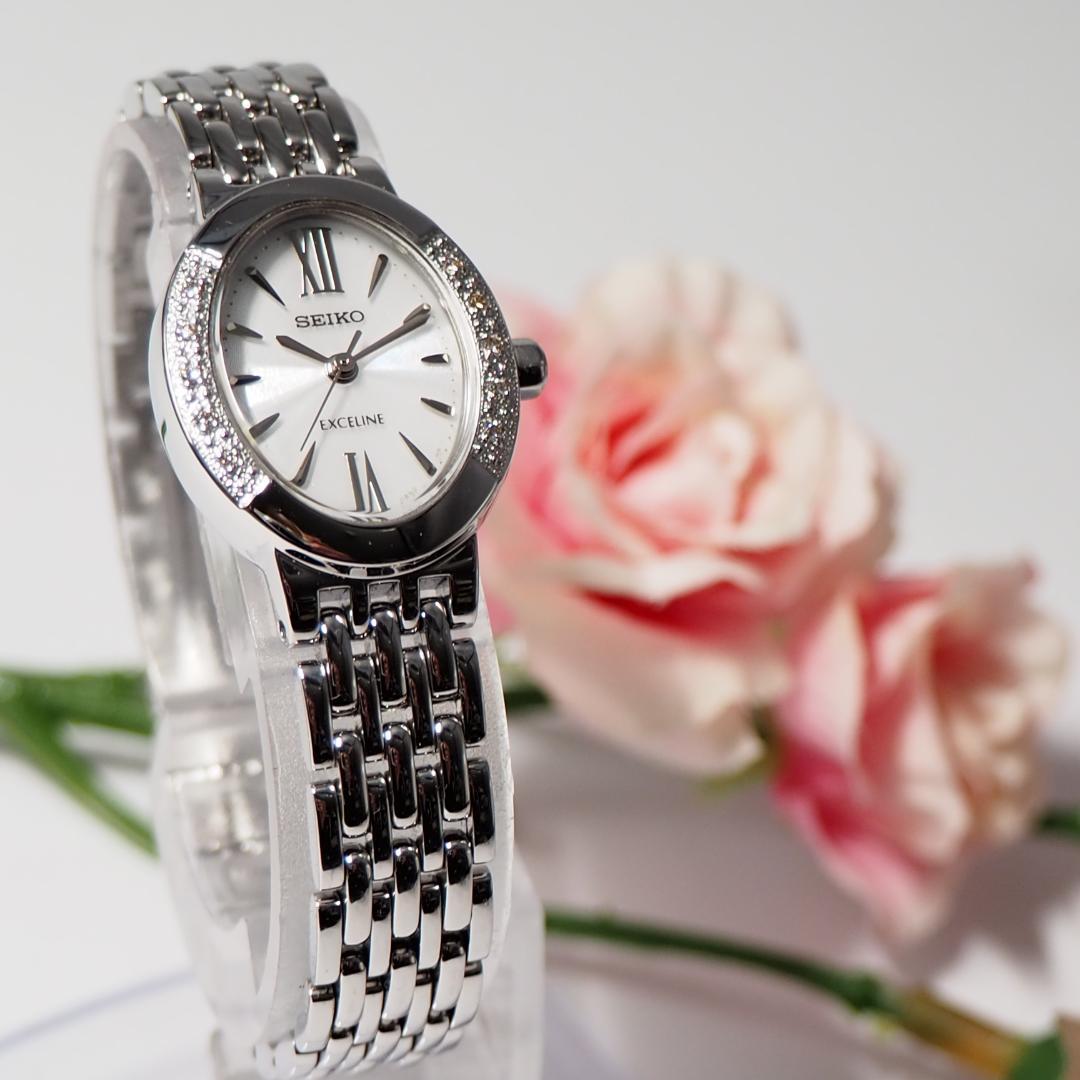 エクセリーヌ SEIKO ダイヤベゼル ソーラー レディース 腕時計 F644 エクセリーヌ SEIKO ダイヤベゼル ソーラー レディース 腕時計 F644