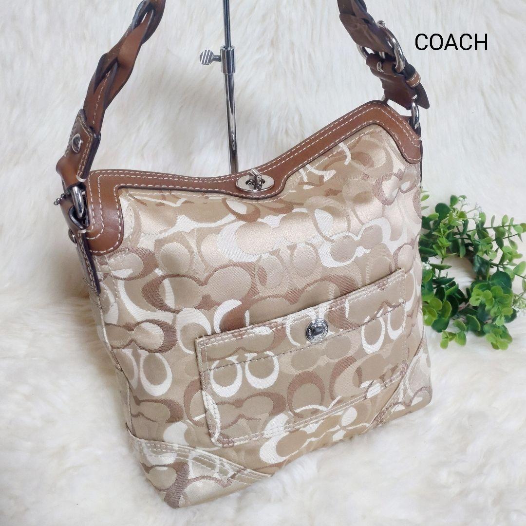 美品　COACH　コーチ　シグネチャ　キャンバス　トートバッグ　ハンドバッグ