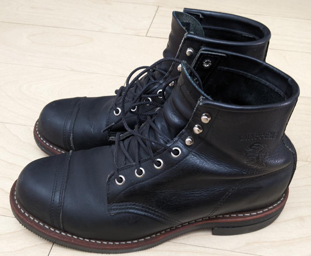 黒タグ Chippewa チペワ キャップトゥ ワーク ブーツ 黒 USA製
