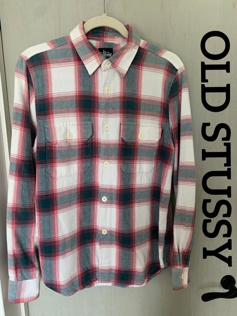 新作人気 90s 20s OLD STUSSYチェックシャツ ネルシャツ ブロック