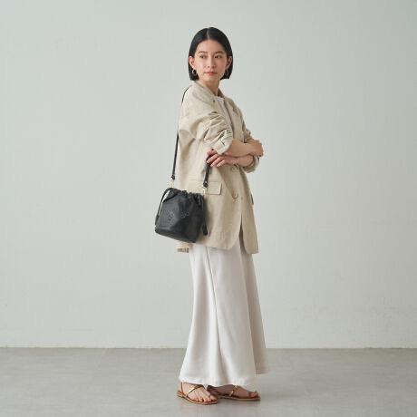 【美品】ラシット★ソフトレザー巾着ショルダー★ブラック