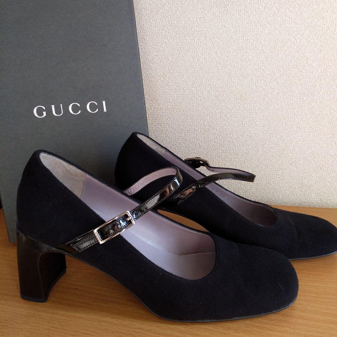 GUCCI 黒 スエード ハイヒール ヴィンテージ