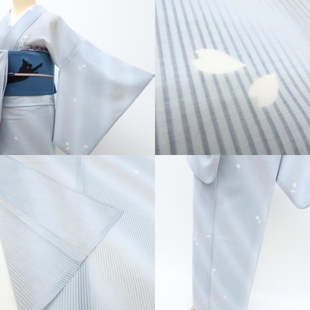 Y2711◇美品 洗える夏着物 薄物 桜 小紋 着物