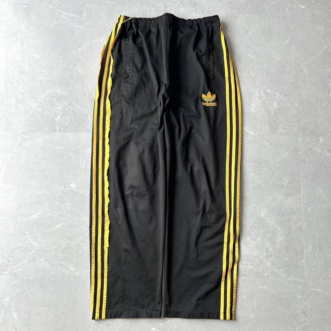 90s old adidas トラックパンツ トレフォイルロゴ 古着 ワイド 黒