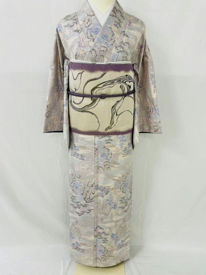 お見分け済 美品 正絹袷 本場奄美白地大島紬地単品(証紙付)