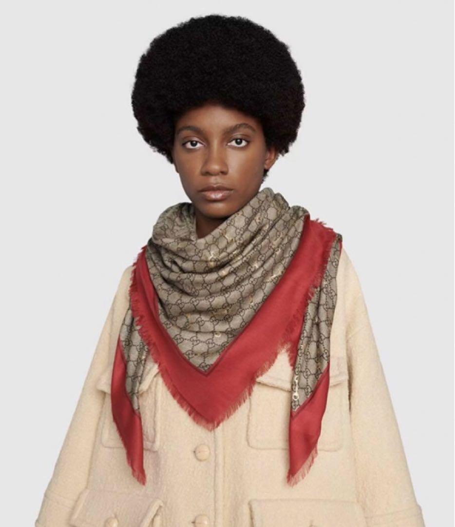GUCCI ホースビット付きGGプリント　シルクショール