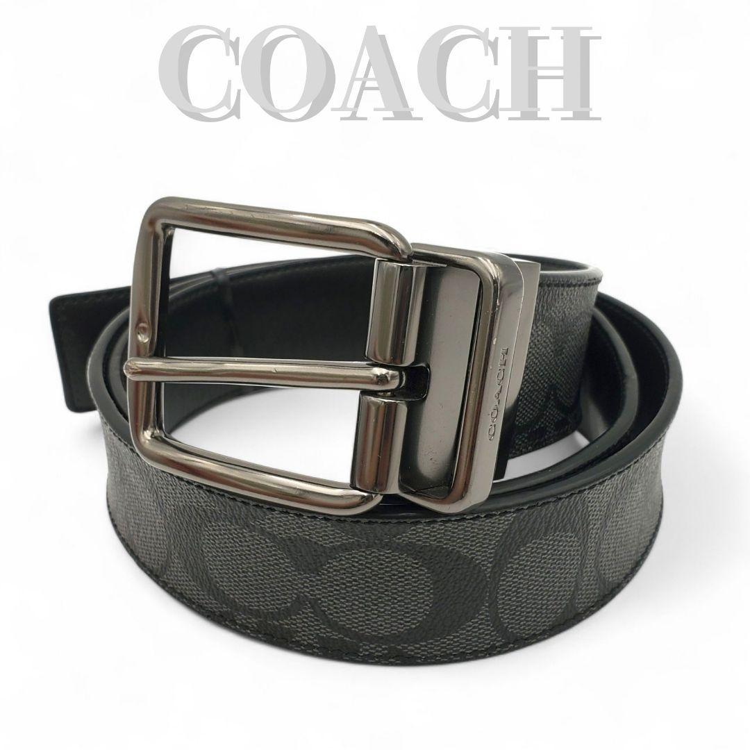 COACH コーチ ベルト シグネチャー リバーシブル PVC レザー メンズ