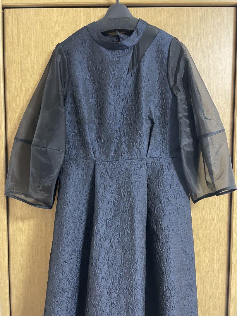 結婚式　ドレス　ワンピース　ネイビー　L L