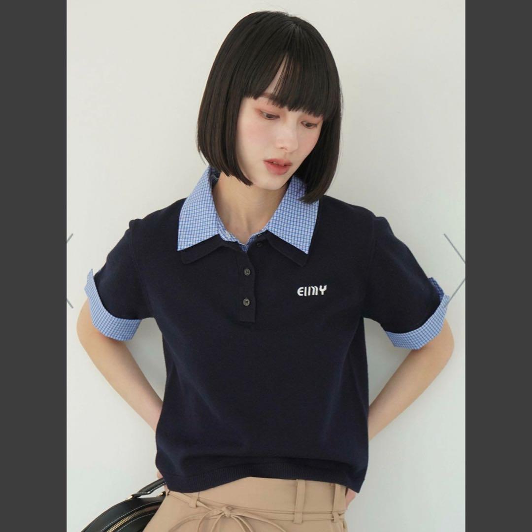 eimy istoire(エイミーイストワール)ハーフスリーブダブルカラーニット 10,000円