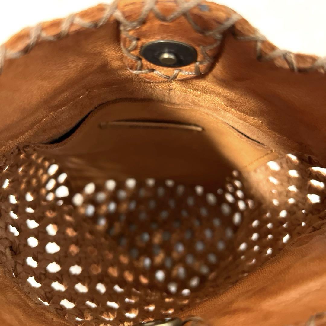 En Shalla レザーメッシュショルダーバッグ タッセル