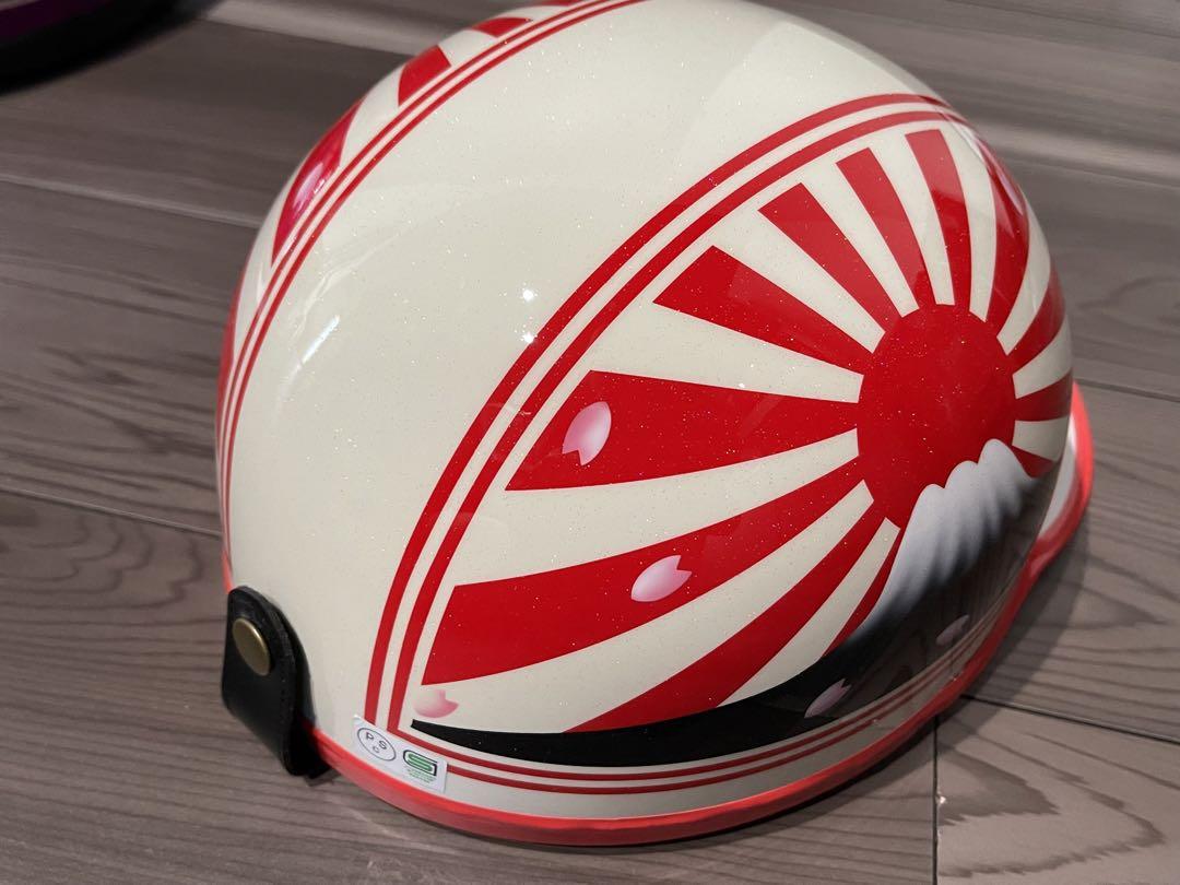 富士日章 コルク半 ヘルメット 旧車會 暴走族 アルフィン 三段シート 旭風防