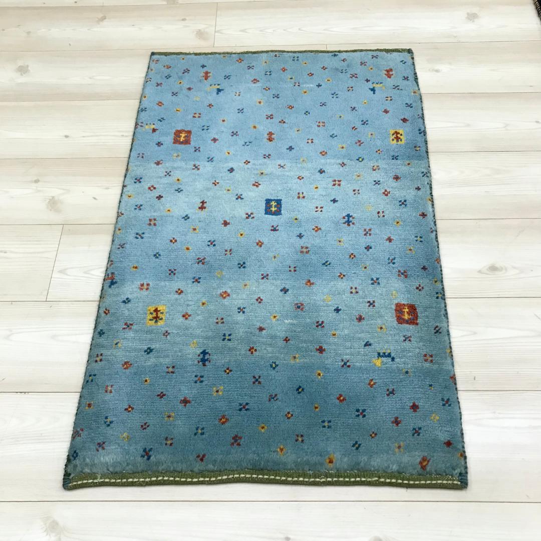 絶妙なデザイン 【86cm×57cm】ギャッベ 手織り イラン【9250835】 草木染め - ラグ