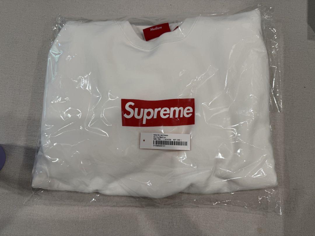 トップス Supreme Washed Box Logo Crewneck M White