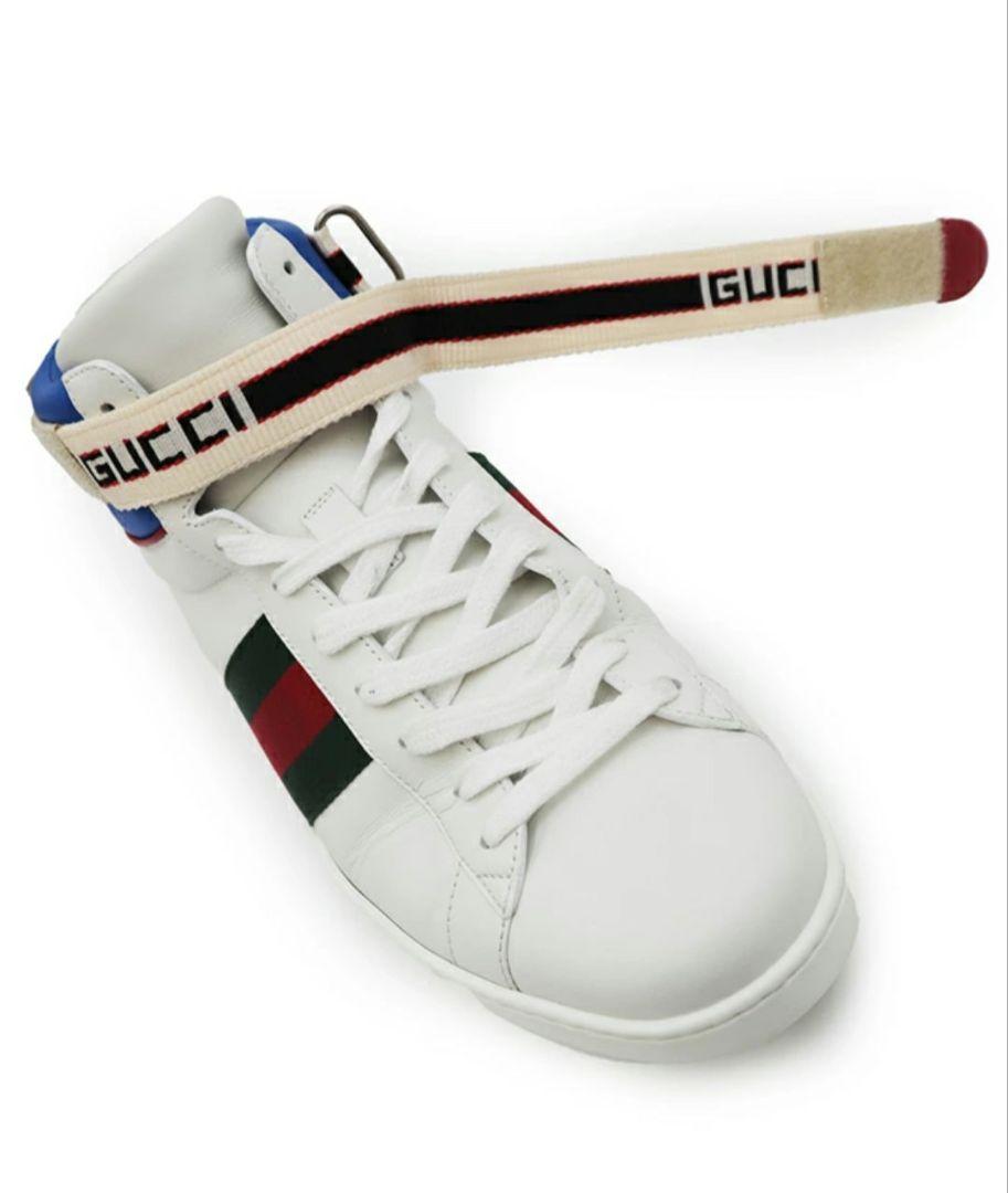 GUCCI 523472 エース ストライプ シェリーライン ハイカットベルクロ