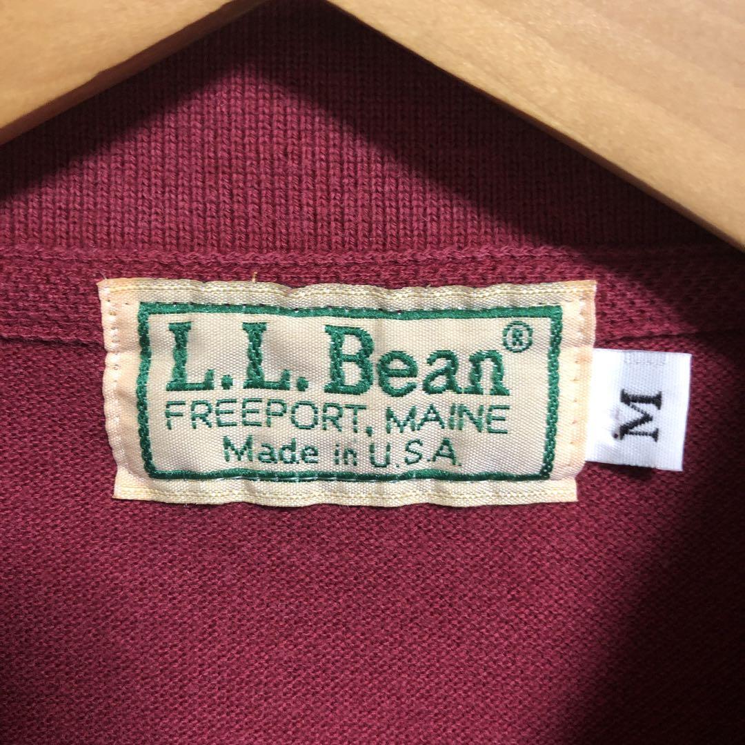 希少　80s USA製　L.L. Bean バーガンディ ポロシャツ L相当