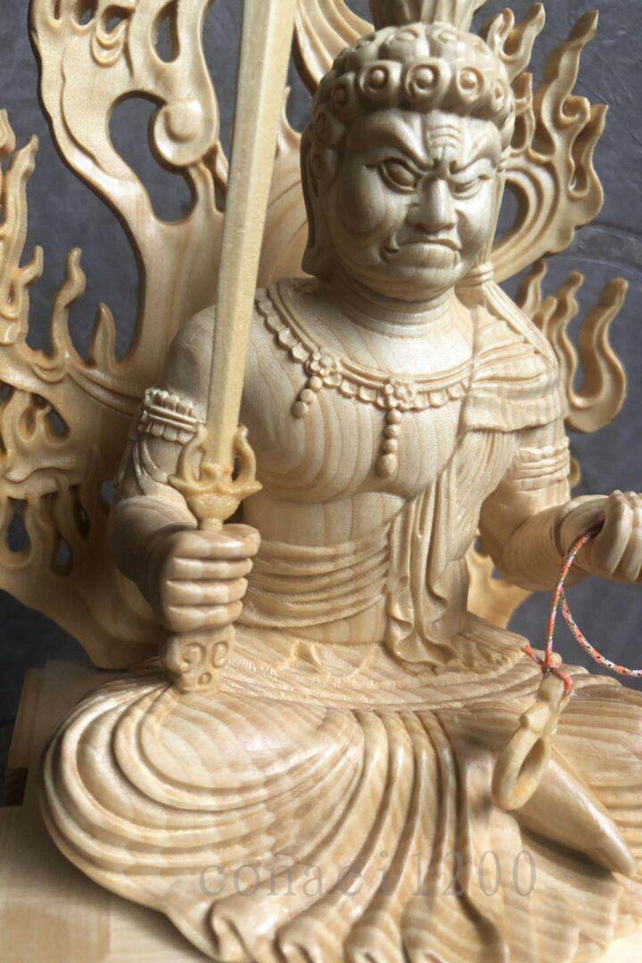 大特価通販 特上彫 大迫力 仏教工芸品 不動明王 精密細工 木彫仏像 置物 招財開運 EBTCk-m59404911088 激安大特価SALE