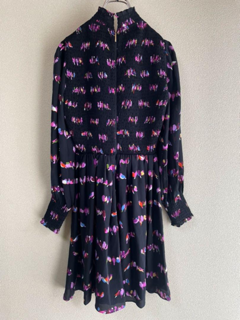 驚きの破格値SALE 超美品 kate spade 総柄 ギャザー ワンピース 黒 マルチカラー IgZsG-m59406018454 新品超歓迎