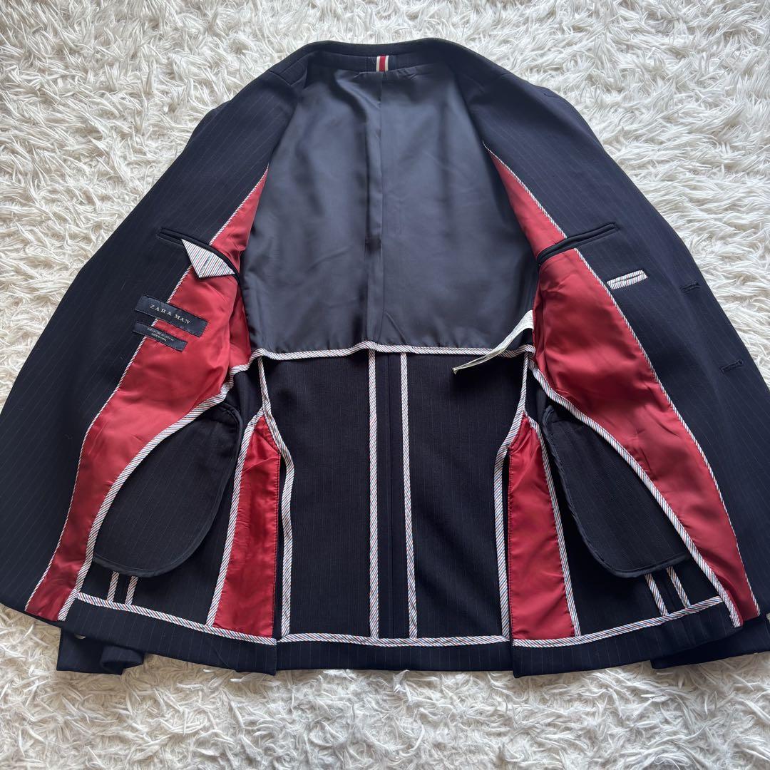 ◎極美品 ザラ おしゃれな裏地 マルチカラー 濃紺 M 美シルエット 1