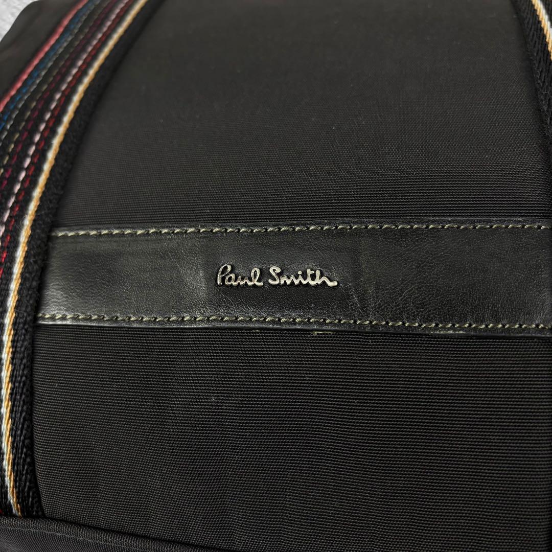 Paul Smith】トートバッグ ナイロン×レザー マルチストライプ 黒