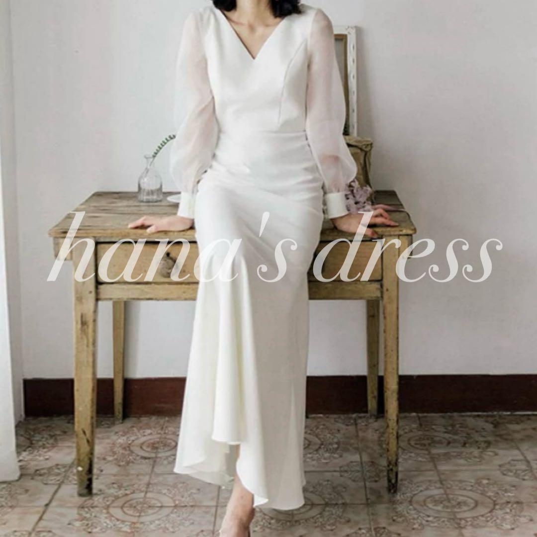 ウェディングドレス 二次会 前撮り 結婚式 マーメイド ワンピース ロング丈