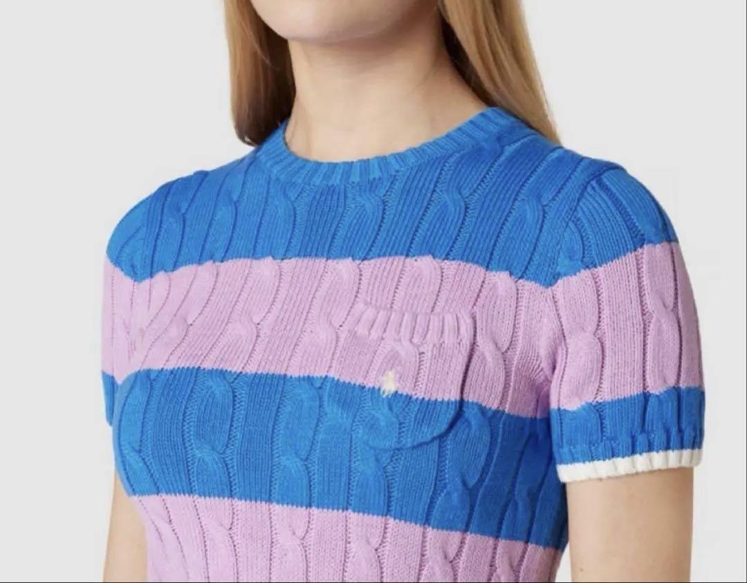 ★新品★POLO ラルフローレンマルチボーダーカラー半袖ニットセーター★タグあり
