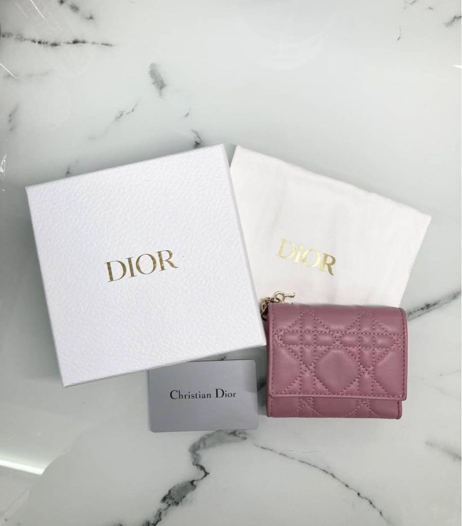 DIORディオール コンパクトウォレット ピンク 三つ折り財布 - 折り財布