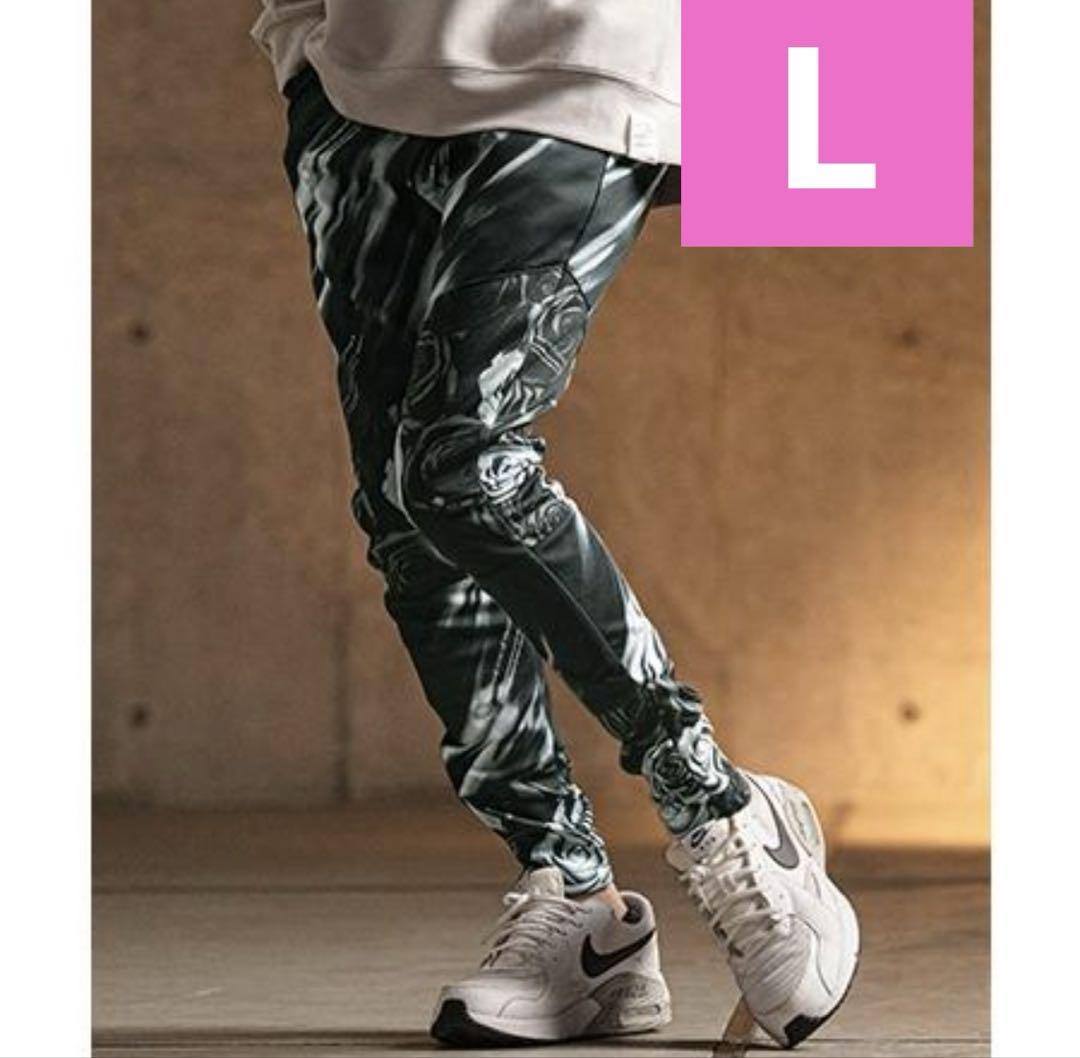 GLIMCLAP Tight fit トラックパンツ モノトーン ボタニカル L