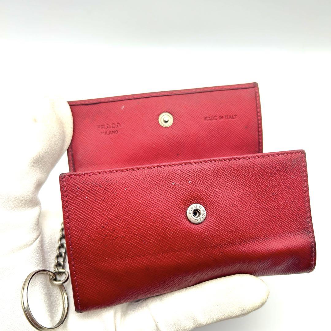 PRADA プラダ サフィアーノ レザー キーケース コインケース 赤