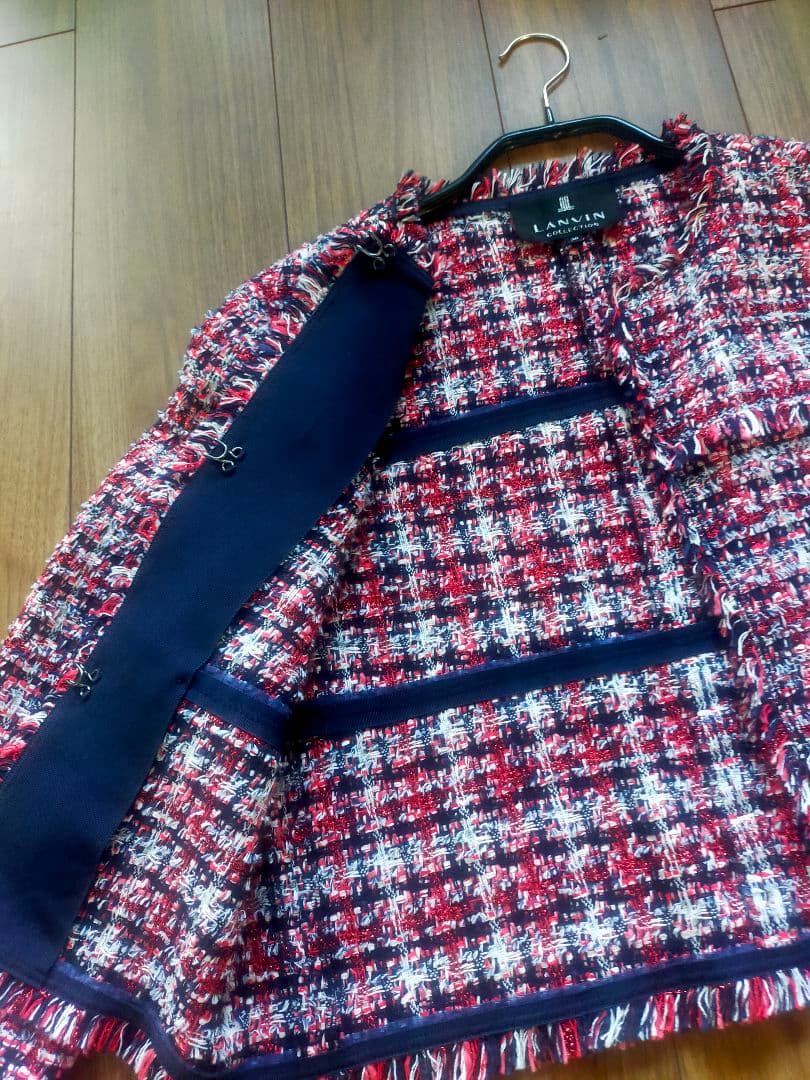 【LANVIN COLLECTION】ツイード ノーカラージャケット 38 【LANVIN COLLECTION】ツイード ノーカラージャケット 38