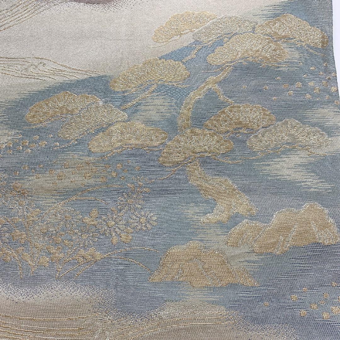 4316］袋帯 草花風景雉文様 金彩 六通 正絹 着物 フォーマル
