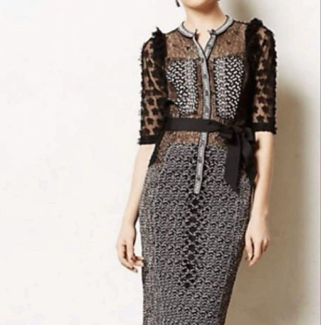 Anthropology アンソロポロジー ブラック レース フラワー ドレス Anthropology アンソロポロジー ブラック レース フラワー ドレス