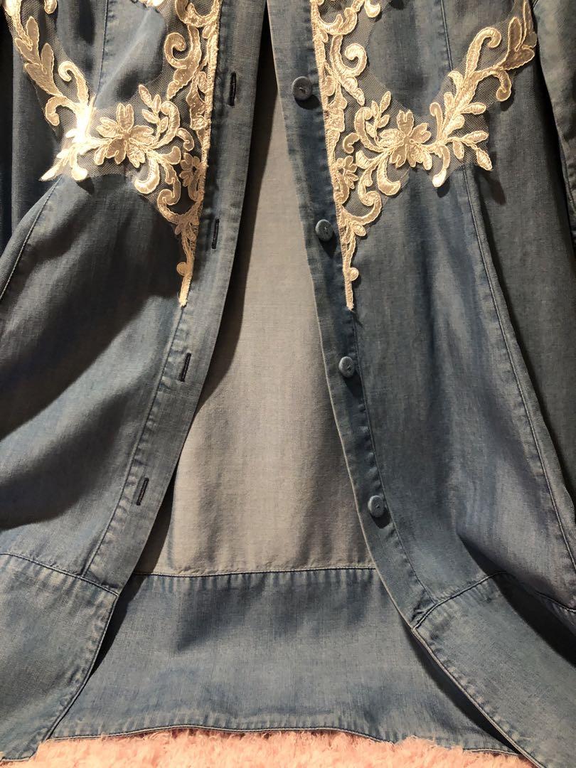 4298 洋服屋 ライトブルー チュニック 豪華レース 未使用品 タグ