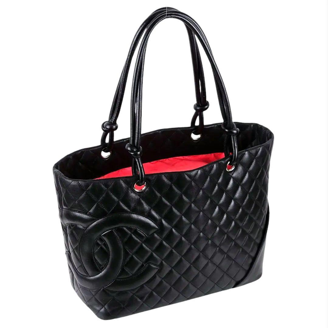 美品 シャネル CHANEL カンボンライン ラージ トートバッグ