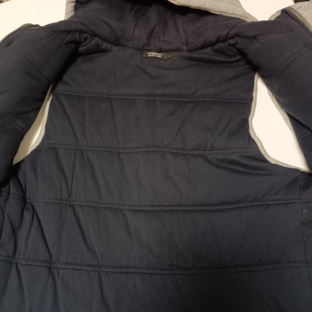 バーバリー BLACK LABEL 中綿 ベストフーディー L グレー メンズ