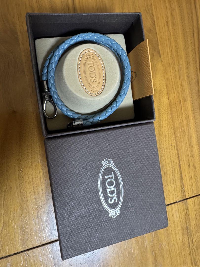 トッズ Tod's レザーブレスレット 青 水色