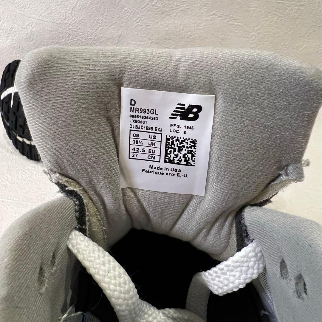 New Balance MR993GL グレー USA製 27cm 箱付 美品