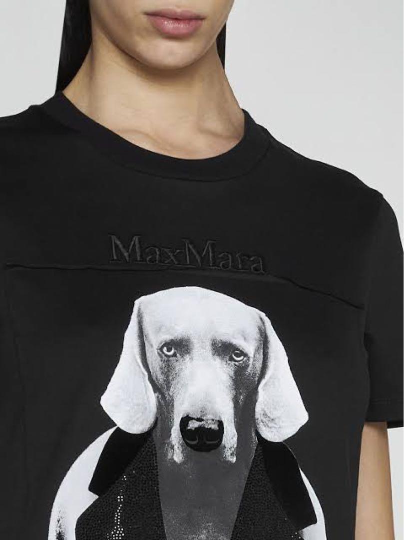 s*n様 【着用1回】マックスマーラ　ドッグプリントTシャツ　ラインストーン　S 着用1回】マックスマーラ ドッグプリントTシャツ ラインストーン
