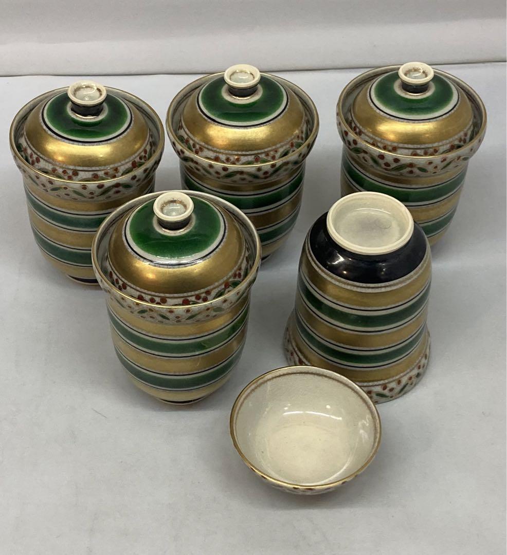 B9京焼「小吸物碗 5客」 京泉 仁清独楽 茶道具 懐石・会席料理 画像3